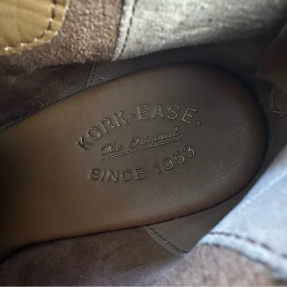 Kork-Ease Chandra Brown Leather Ankle Boots Women's Sz 9.5 Stacked Wooden Heel - Picture 6 of 10